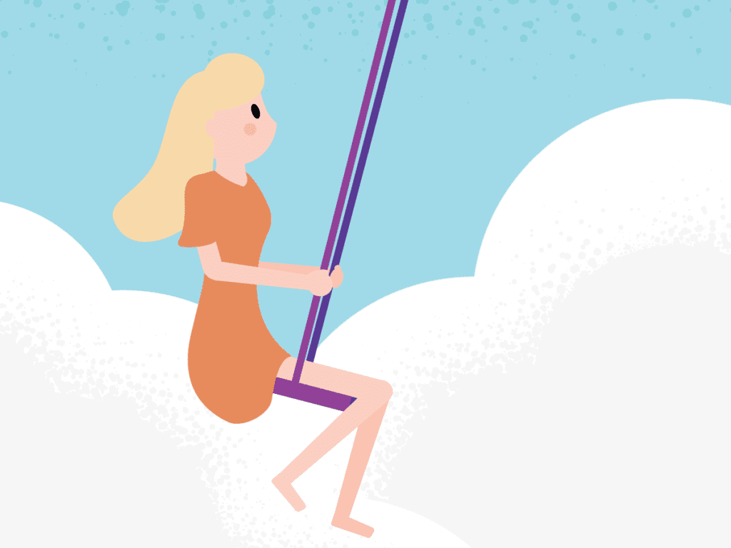 Swing Girl character illustration and stylized scene design