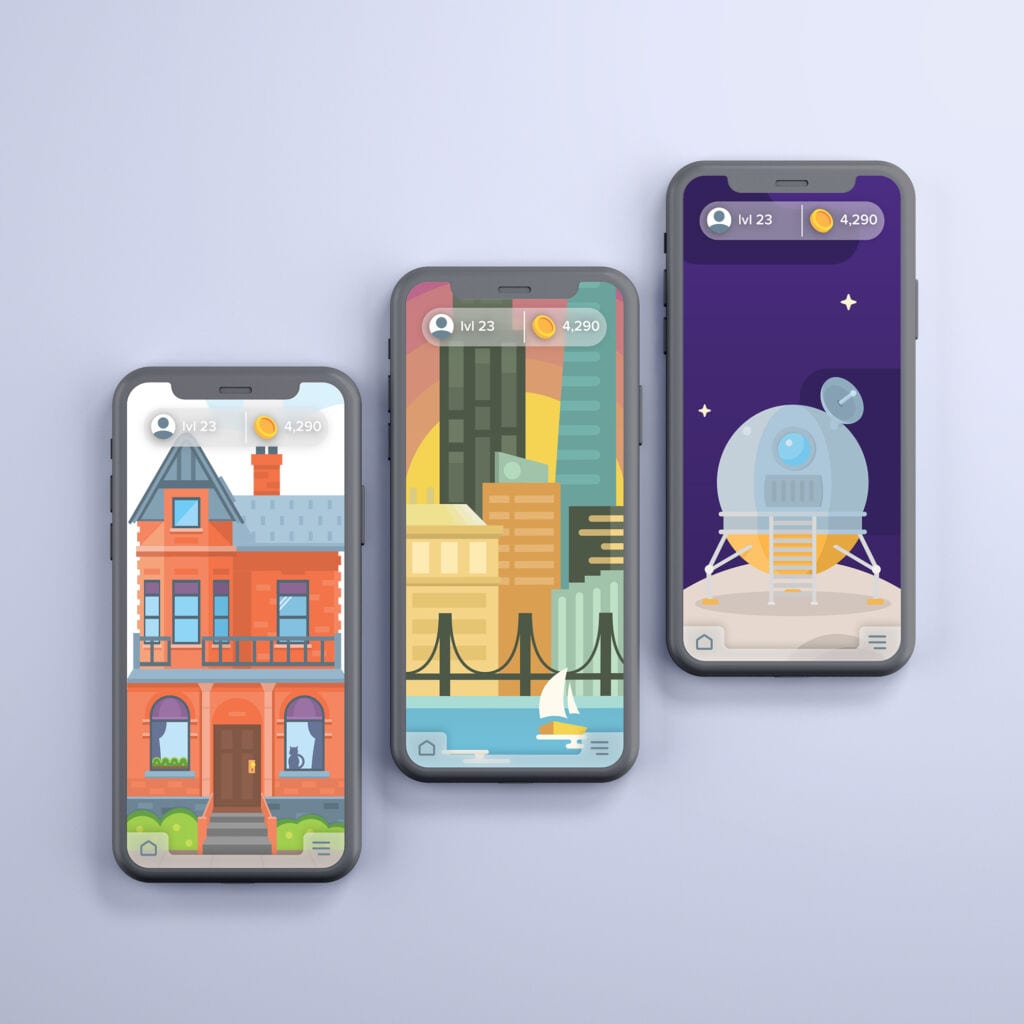 Educational mobile game map UI and app experience design