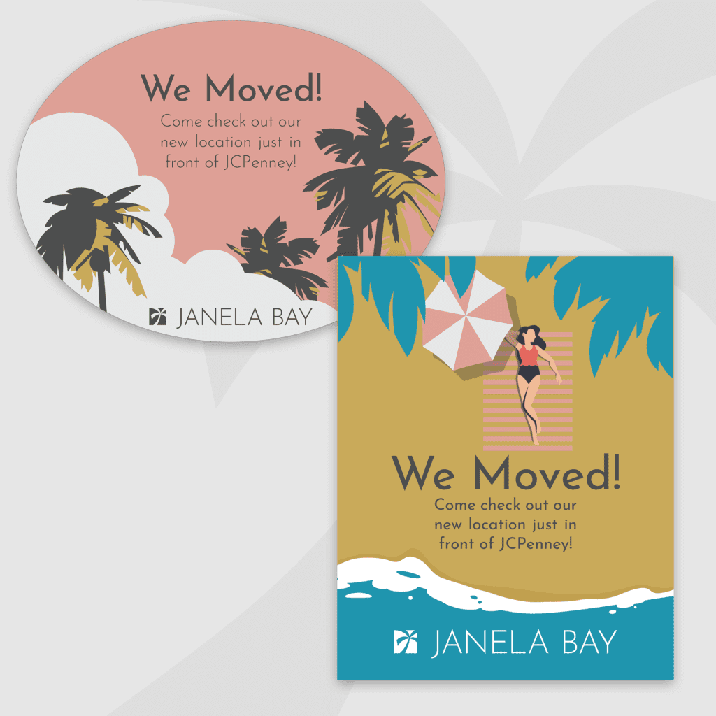 Janela Bay illustrated signage and retail advertising design