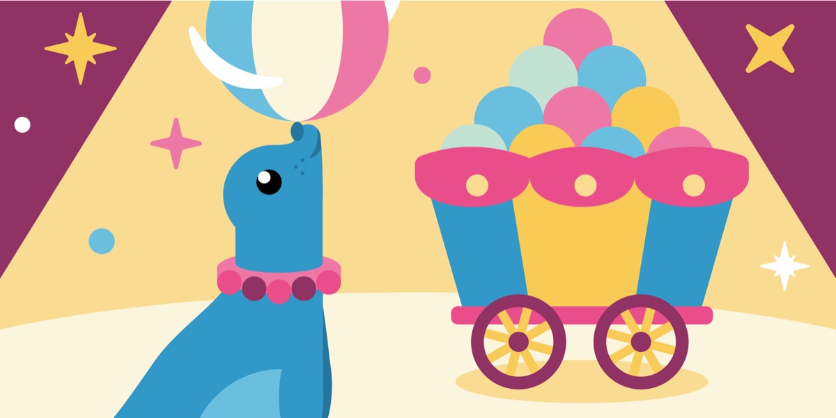 CodeChangers circus sidequest thumbnail with a seal and popcorn cart