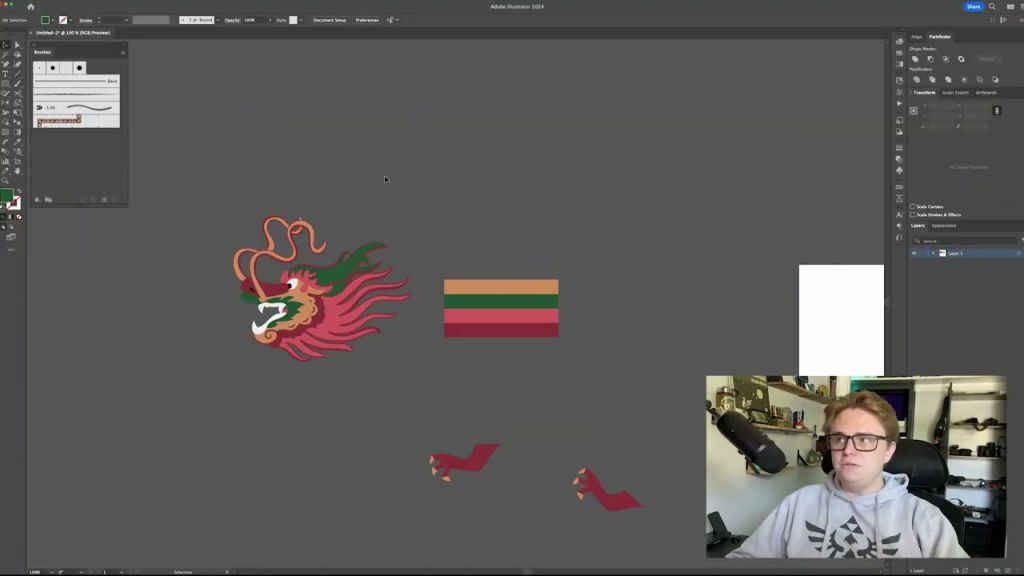 Adobe Illustrator Pattern Brush options panel for custom vector artwork