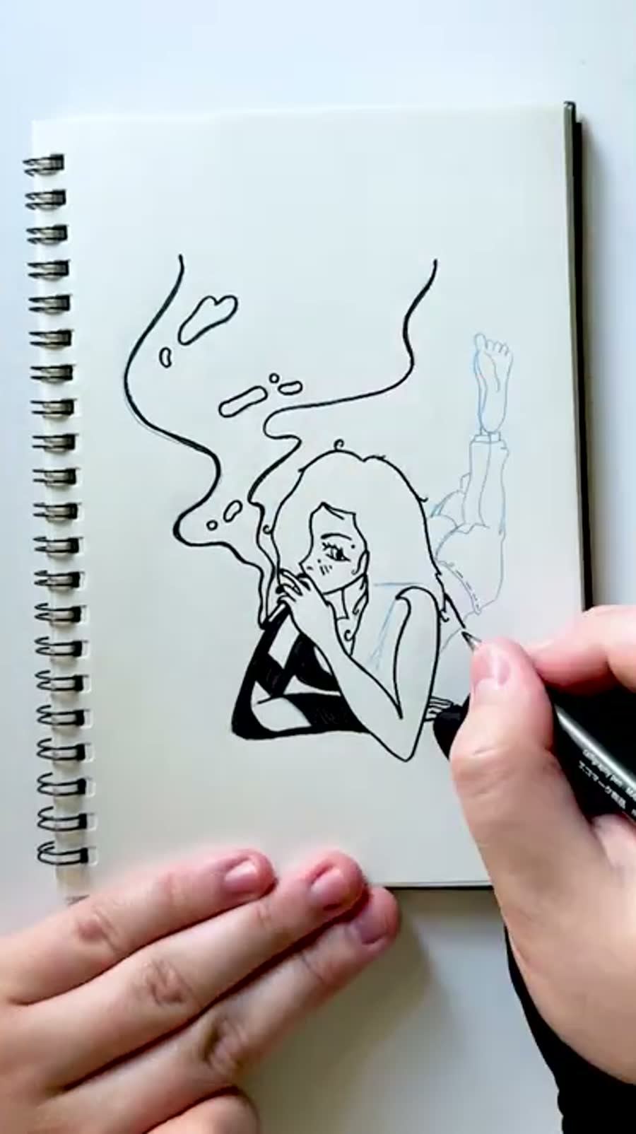 Inktober grungy drawing with a stylized character and heavier ink attitude.