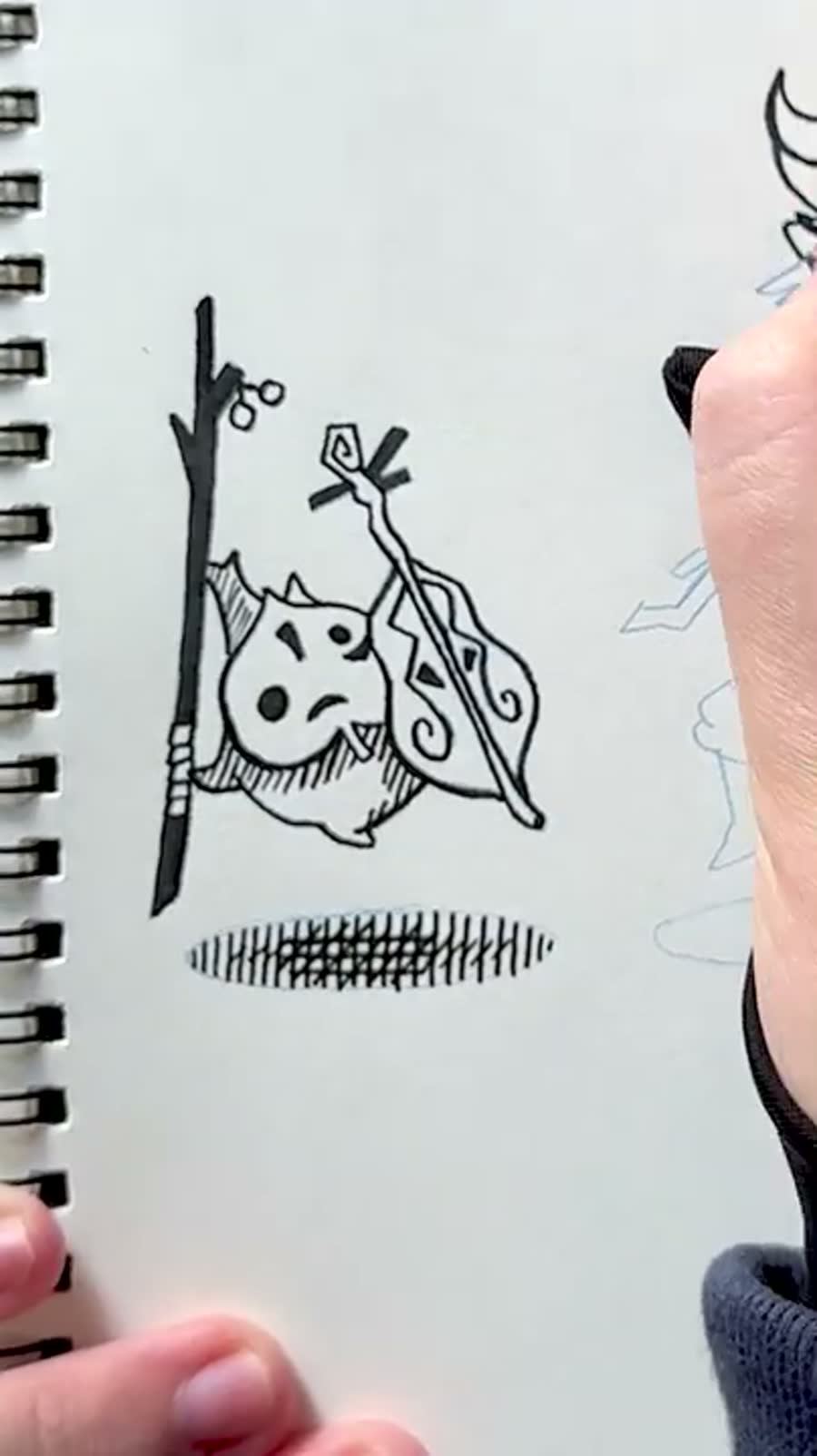 Inktober violin drawing with Makar and Fado from Wind Waker.