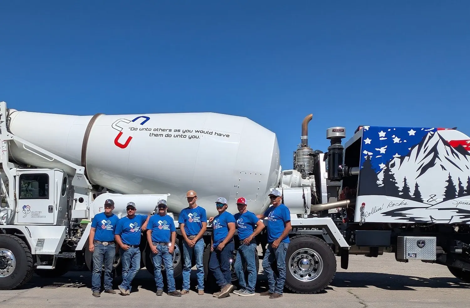 Clover Creek Ready Mix concrete delivery truck at a Utah project site